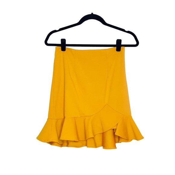 Saints & Secrets Dresses & Skirts - Saint & Secrets Size 10 Mustard Yellow Frill Button Pencil Skirt